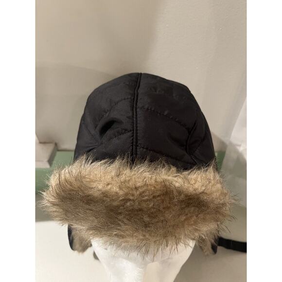 Faux Fur Quilted Black Crown Trapper Hat M/L - Picture 2 of 6
